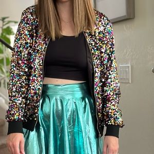 Sequin Bomber Jacket Size Medium - Perfect for Taylor Swift-Inspired Look
